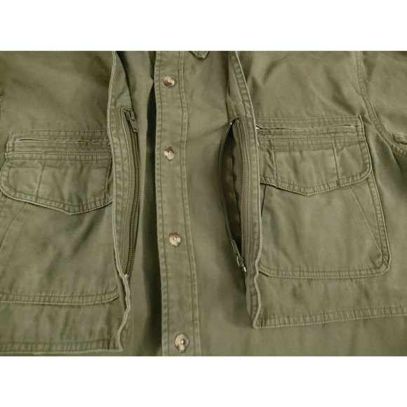 Gander Mountain Utility Fishing Shirt Mens sz L Vented Heavy Cotton Zip Pockets - Picture 5 of 10